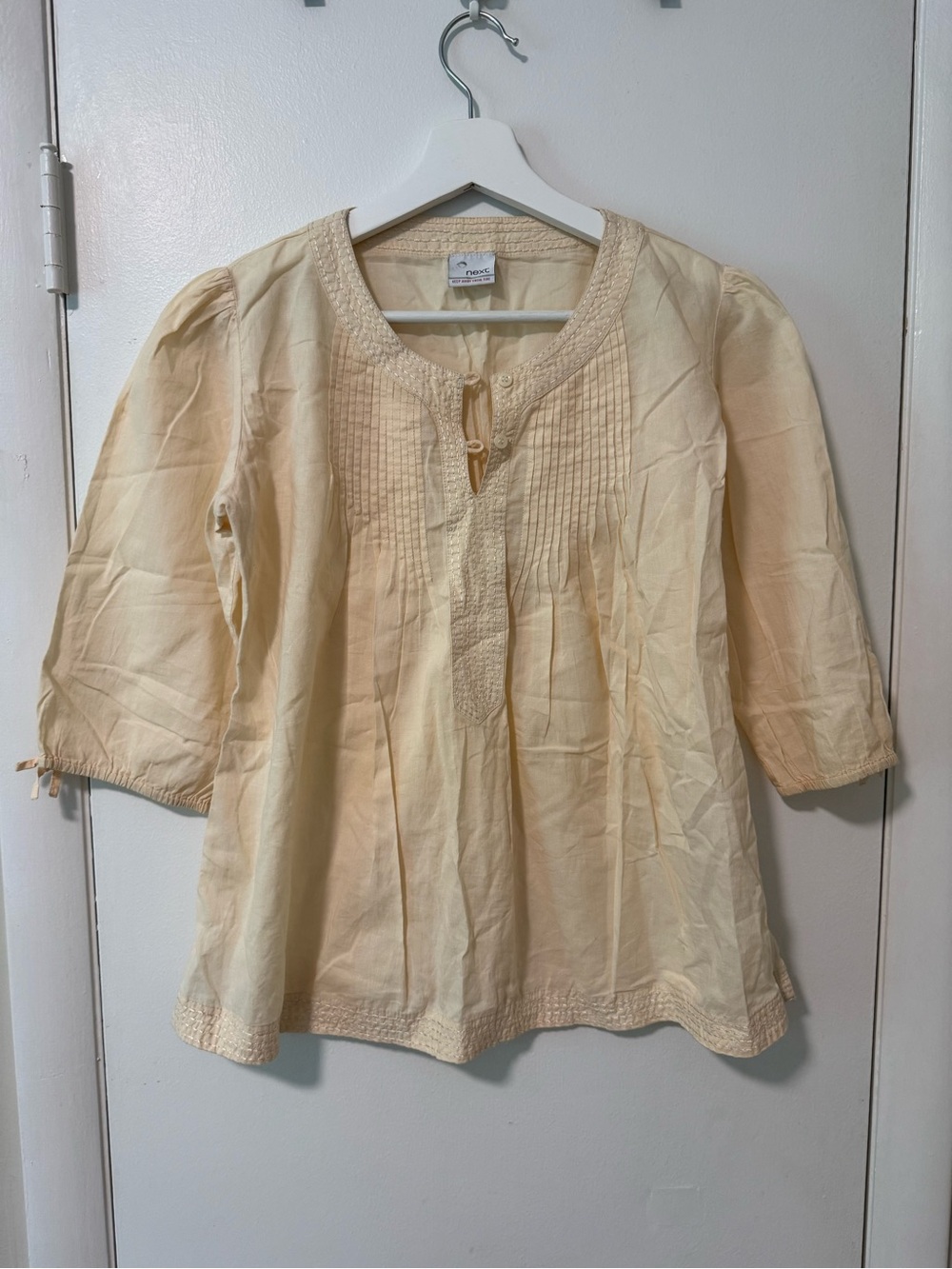 next Cream Lightweight Blouse with Pintuck Trim